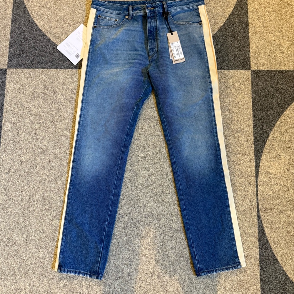 Palm Angels Jeans with Side Stripe, Mens NEW - Picture 8 of 9
